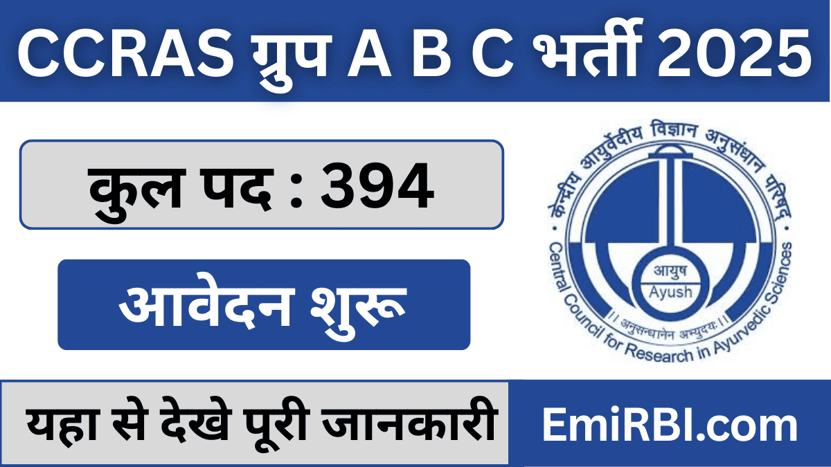 CCRAS Group A B C Vacancy 2025 Form Online